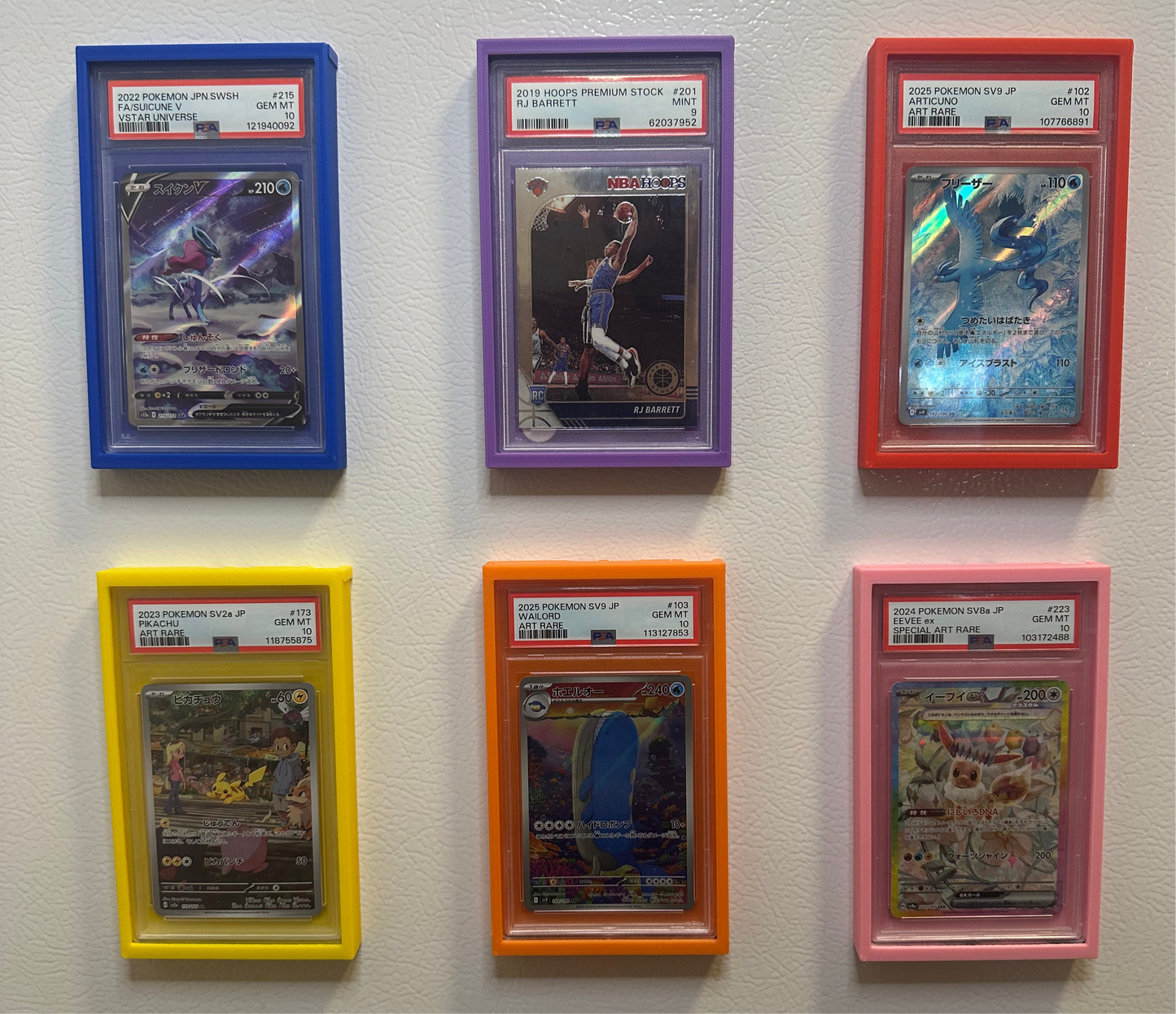 PSA Graded Card Display Case – Magnet-Backed 3-in-1 Holder (Fridge, Wall, Lanyard)